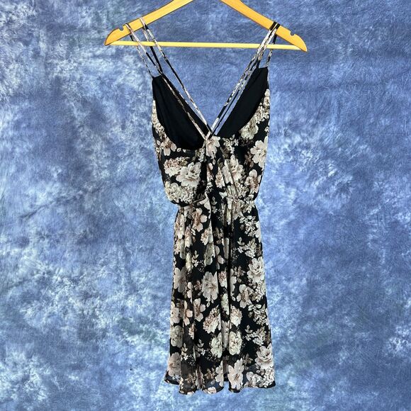 BP Nordstrom Women's Black Floral Strappy Mini Dress Sz XS - Picture 2 of 3